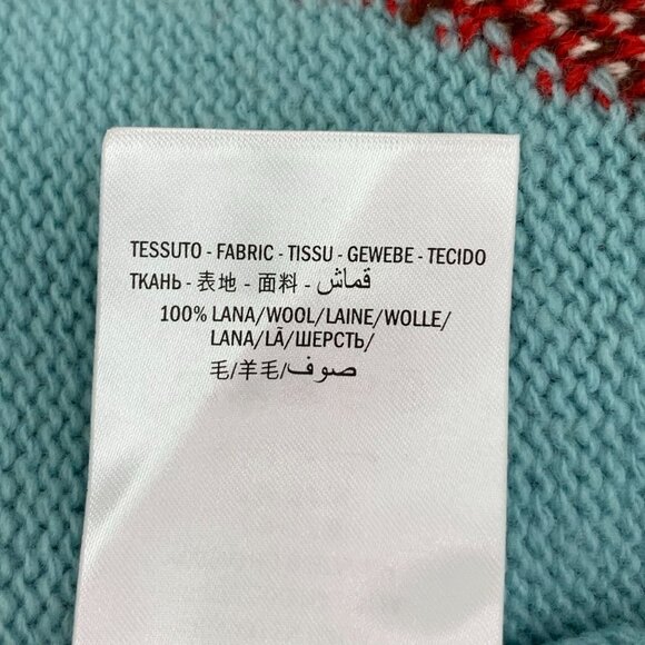 GUCCI Red Tiger Wool Knit Sweater Size S Turquoise Cream Luxury Designer Italian - Picture 4 of 8